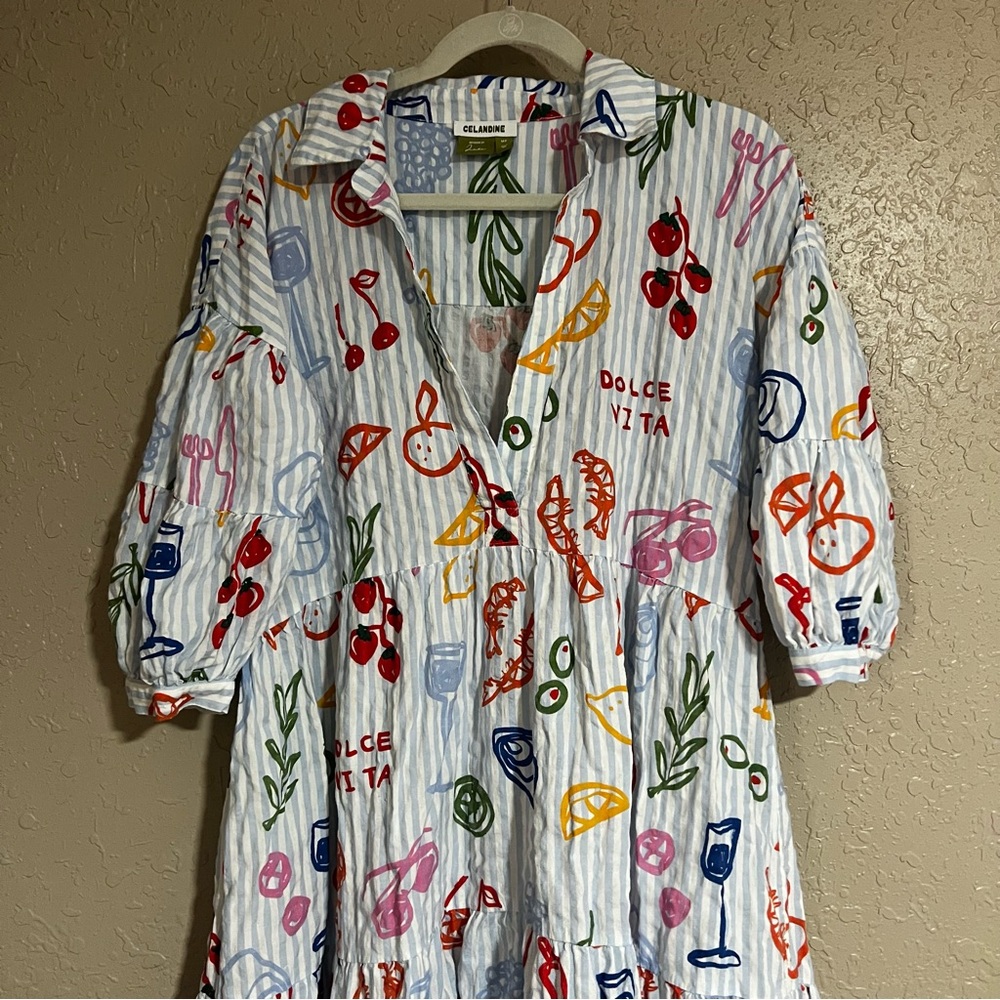 Anthropologie The Carolita Printed Tiered Shirt Dress: Jordan Nickson Edition - Picture 4 of 6